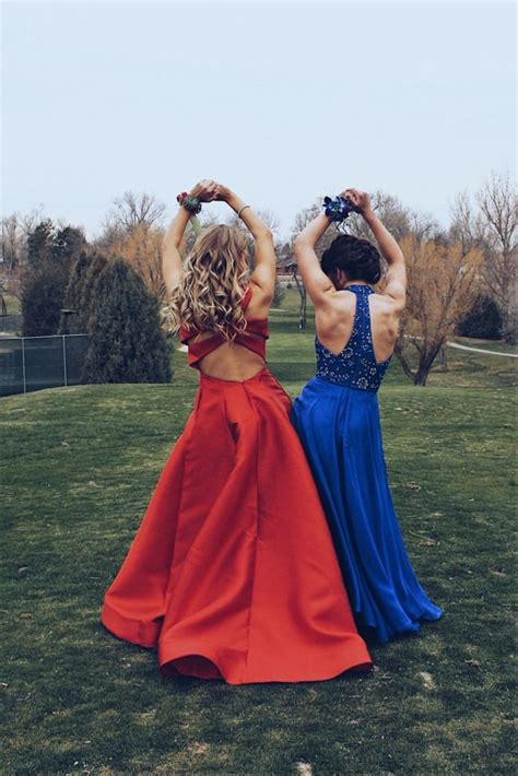 Prom Season Prom Pictures Best Friend Red Dress Blue Dress Blonde Prom