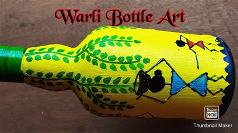 Warli Colour Painting Bottle Art Warli Bottle Painting For Biginners