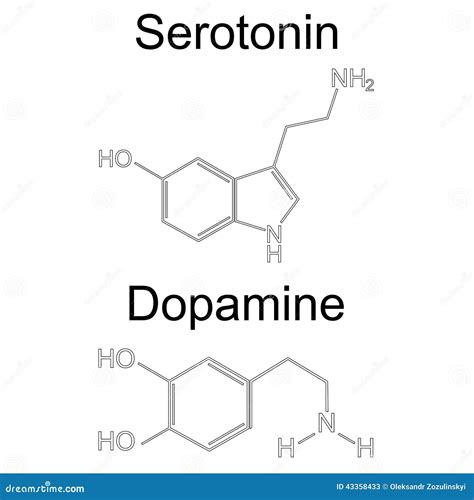 Serotonina E Dopamina Da Molécula Quadriculação Ilustração Stock Ilustração De Biologia
