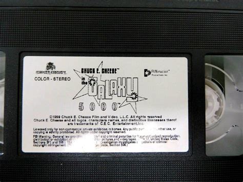 Chuck E Cheese 1999 In The Galaxy 5000 Vhs Tested And Works Great