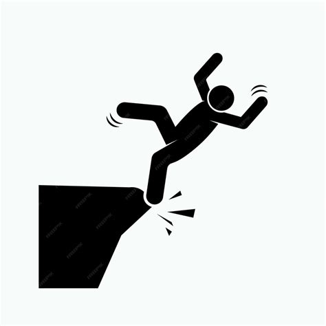 Premium Vector A Black And White Drawing Of A Man Falling Off A Cliff