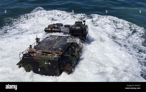 An Amphibious Assault Vehicle Reemerges After Disembarking The Mexican