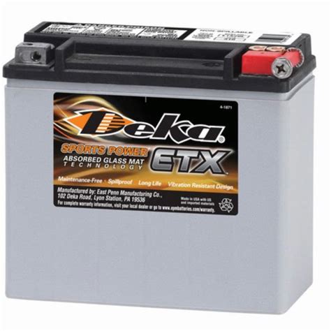 Deka Etx20l Power Sports Agm Battery 310 Cca Core Fee Included