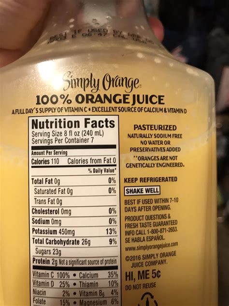 Orange Juice Nutrition Facts Simply Nutrition Ftempo