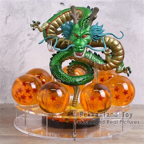 Anime Dragon Ball Z The Dragon Shenron 7pcs Crystal Balls Stand Pvc Figures Toys Set In