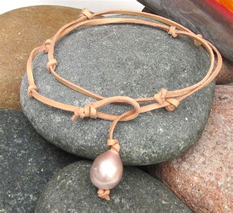 Freshwater Pearl Anklet Pearl Anklet Leather Pearl Anklet Etsy