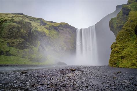 Skogafoss The Famous Waterfall In Southern Iceland Stock Image