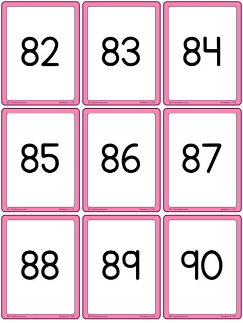 Printable Numbers 1 100 Flashcards Numbers Flashcards Learnenglish