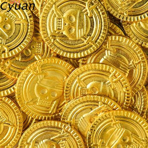 Buy One Piece Plastic Gold Themed Pirate Treasure Coins For