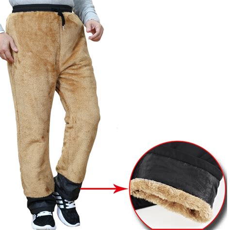 Winter Double Layer Mens Classic Cargo Pants Warm Thick Baggy Pants