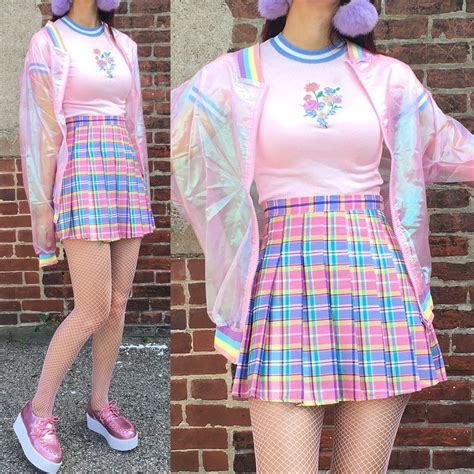 2019 Kawaii Candy Pastel Rainbow Skirt Kawaii Clothes Pastel Aesthetic Outfit Cute Fashion