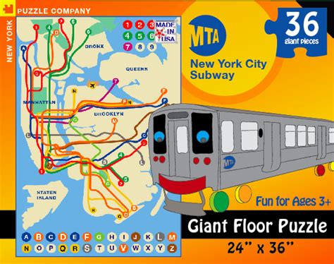 New York Puzzle Company Mta Subway Map Giant Floor Puzzle Available At