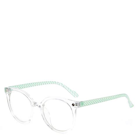 Clear Round Mint Chevron Fake Glasses Claires Us