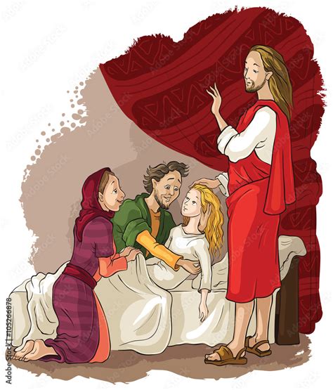 Miracles Of Jesus Raising Of Jairus Daughter Stock Vector Adobe Stock