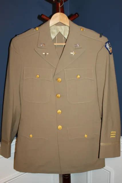 Original Ww2 9th Us Army Air Forces Officers Khaki Uniform Jacket W