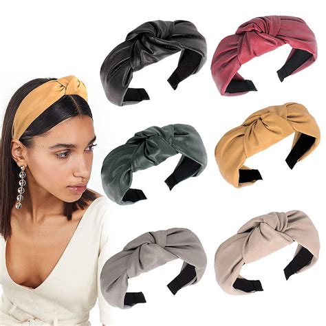 Pu Leather Fashion Women Hairpin Headband Hair Accessories Knotted Wide Brimmed Headband Casual