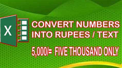 How To Convert Numbers Into Rupees Text Words In Ms Excel With