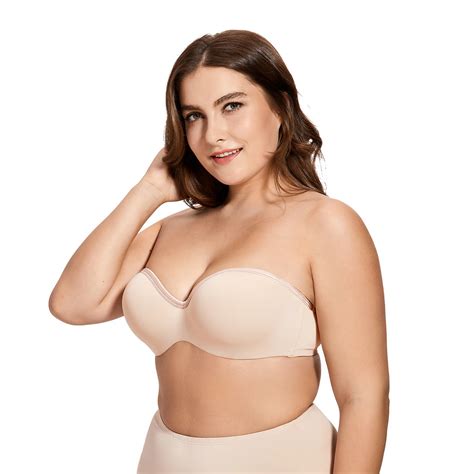 Women S Lightly Lined Underwire Lift Support Seamless Multiway Strapless Bra Plus Size In Bras