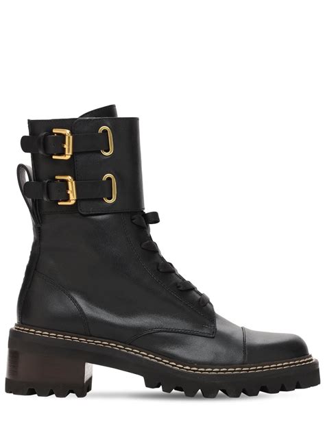 See By Chloé Mallory Combat Boots In Black Leather Modesens
