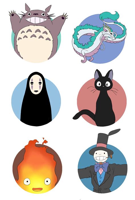 Studio Ghibli Circle Stickers Studio Ghibli Characters Ghibli Artwork Studio Ghibli Movies