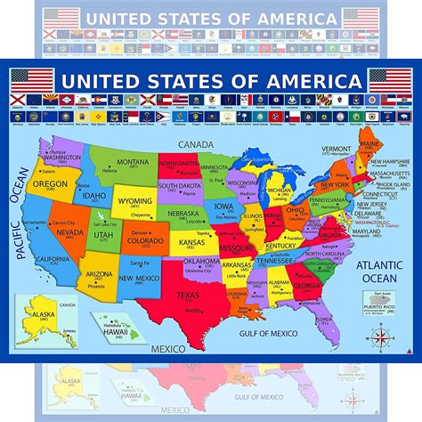 Education And Crafts 2 Pc Classroom 24 X 18 Inch Laminated Usa And Map Of