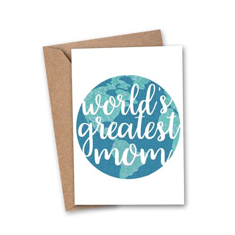 Worlds Greatest Mom Mothers Day Card Mom Birthday Card Etsy