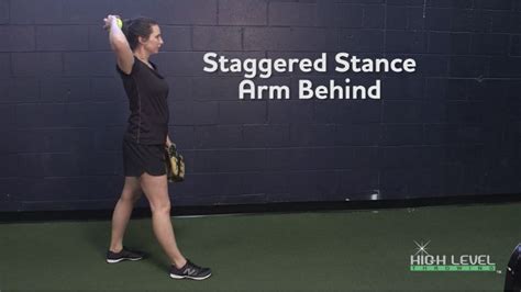 Softball Throwing Training Staggered Stance Arm Behind High Level