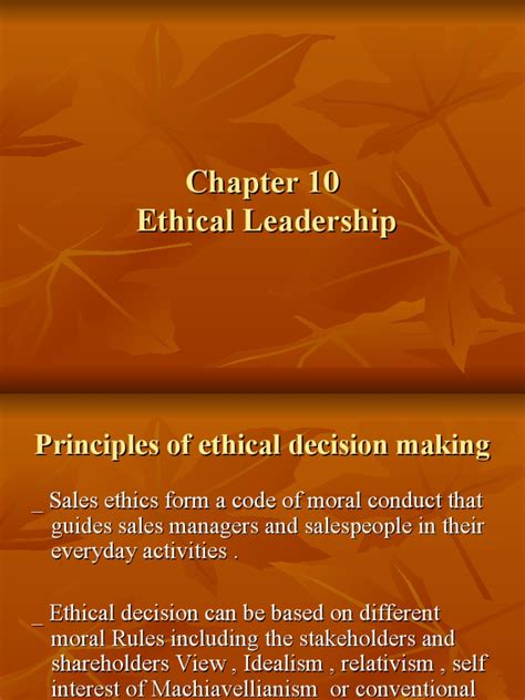 Principles Of Ethical Sales Leadership Navigating Complex Situations With Guidance From Moral