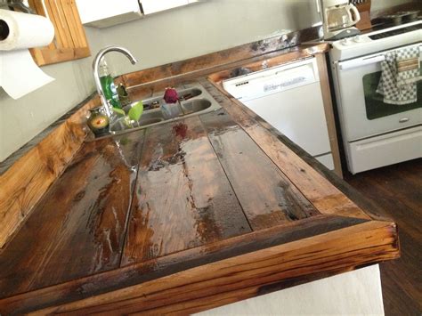 1 amazing diy countertop ideas. Glossy Reclaimed Wood Countertop Stainless Steel Divided ...
