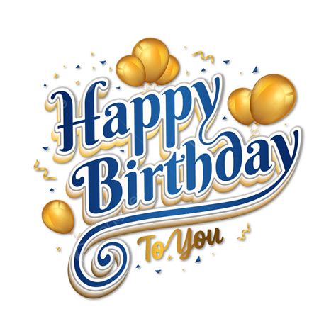 3d Happy Birthday To You Celebration Design Golden And Blue Color