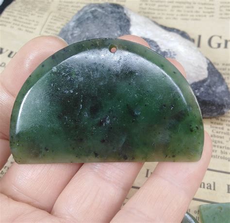 Nephrite Spinach Green Jade Pendant Rectangle Teardrop Etsy