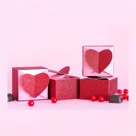 Heart Box For Valentines Day Packaging Glitter Red Pink Romantic T