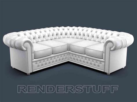 White Leather Chesterfield Corner Sofa Baci Living Room