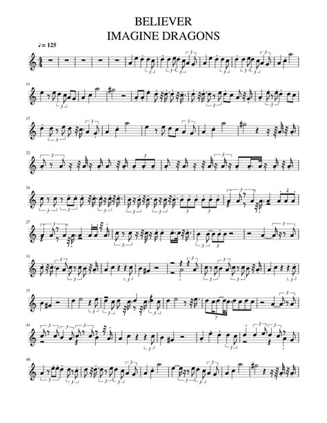 Believer Imagine Dragons Sheet Music For Flute Solo