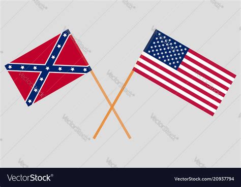 Usa North And South Union Confederate Flags Vector Image
