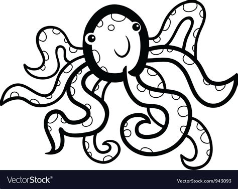 Cartoon Octopus For Coloring Book Royalty Free Vector Image