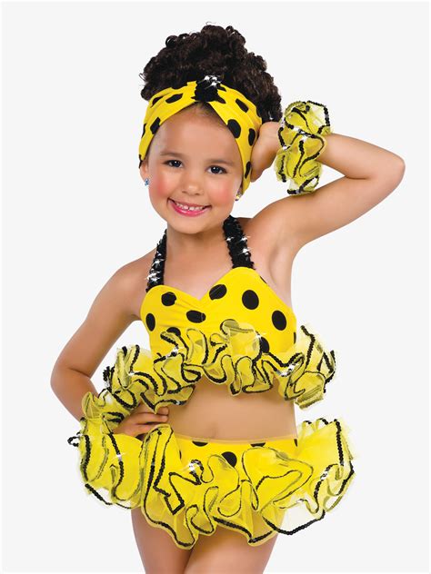 Girls Yellow Polka Dot Bikini Performance Costume A Wish Come True