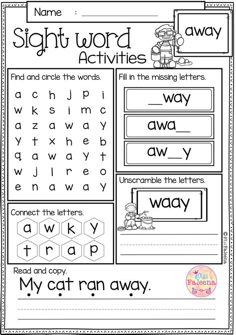 Worksheets For Kindergarten Sight Words Printable Kindergarten Worksheets