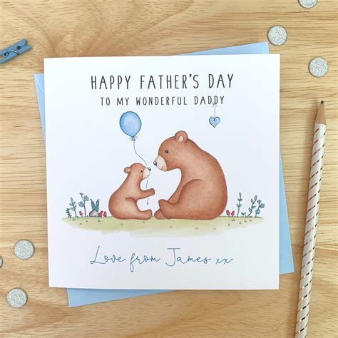 Personalised Fathers Day Card Bears Fathers Day Card Etsy