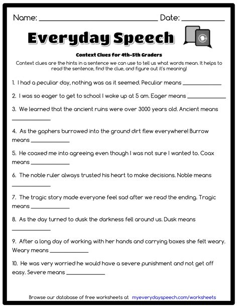 6th Grade Context Clues Worksheet Worksheets Samples