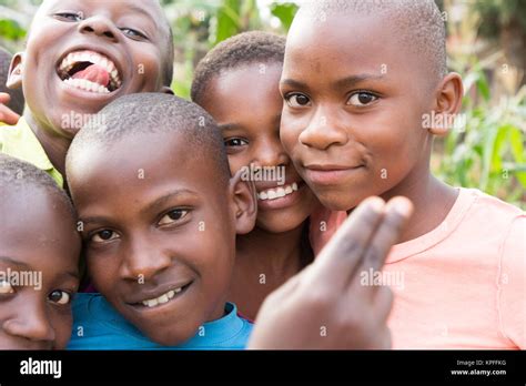 Lugazi Uganda June 18 2017 A Group Of Smiling Ugandan Children