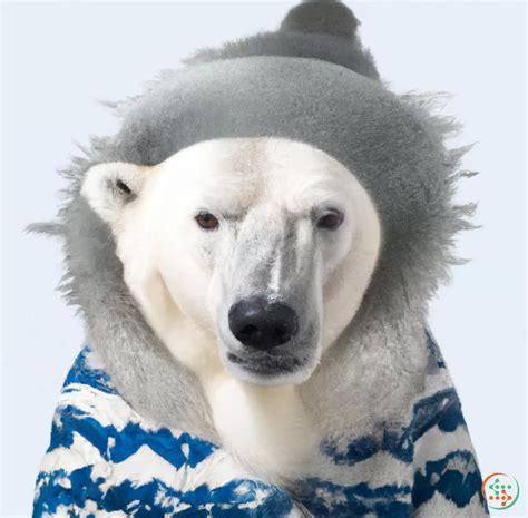 Portrait Of A Polar Bear With An Angry Expression Wearing A Ushanka And