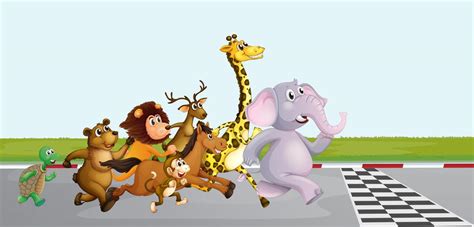 Wild animals running on the road 374160 Vector Art at Vecteezy