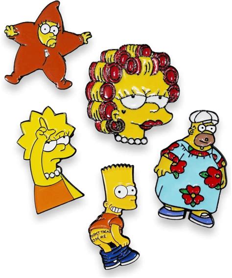 Simpsons Enamel Pin Set 5 Pieces Cute Funny Cool Aesthetic Buttons For Backpack