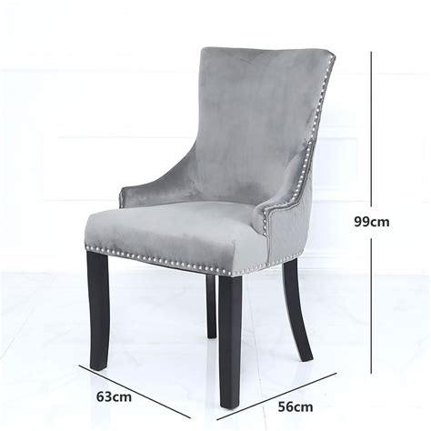 Get free shipping on qualified velvet dining chairs or buy online pick up in store today in the furniture department. Grey Velvet Dining Chair With Studded Trims And Ring Knocker Back | Picture Perfect Home