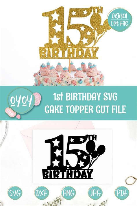 15th Birthday Cake Topper Svg 15th Birthday Girl 15th Etsy Uk