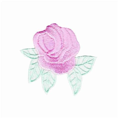 Small Pink Pastel Rose Bud Iron On Floral Patch Applique