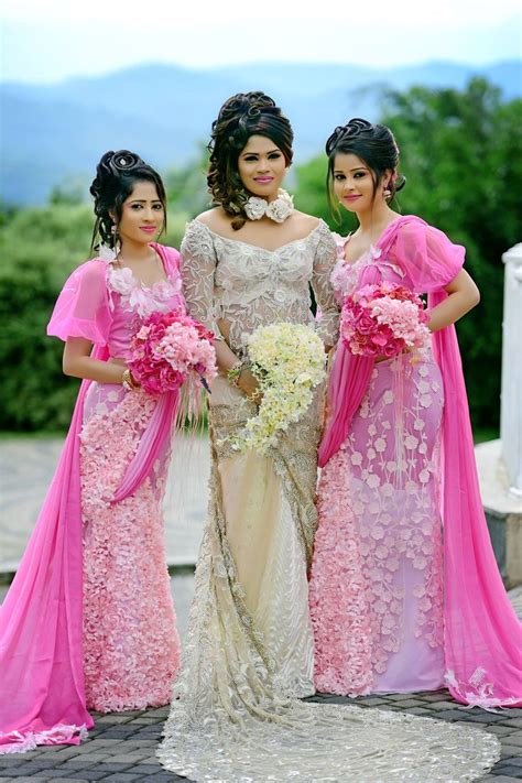 Sri Lankan Wedding Dressed By Lakshi Salon Bridesmaid Saree Wedding Brides Maid Bridal Dresses
