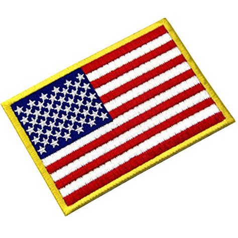Embtao American Flag Embroidered Patch Gold Border Usa United States Of