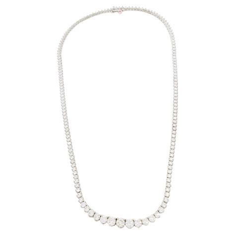 973 Carat Graduated Riviera Diamond Necklace In 14 Karat White Gold